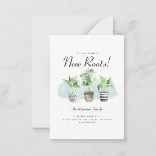 vi har flyttat New Roots Plants Flytta Notice Anteckningskort