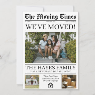 Vi har flyttat Newspaper Flytta Announcement Inbjudningar