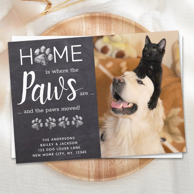 Vi har flyttat Ny adress Cat Hund Pet Photo Flytta Meddelande (Skapare uppladdad)