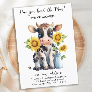 Vi har flyttat Ny adress Cute Cow Sunblommors Flyt Meddelande