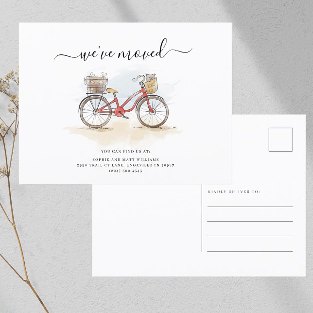 Vi Har Flyttat Ny Adress Cykel Flytt Meddelande Vykort (We Moved New Address Bicycle Moving Announcement Postcard)
