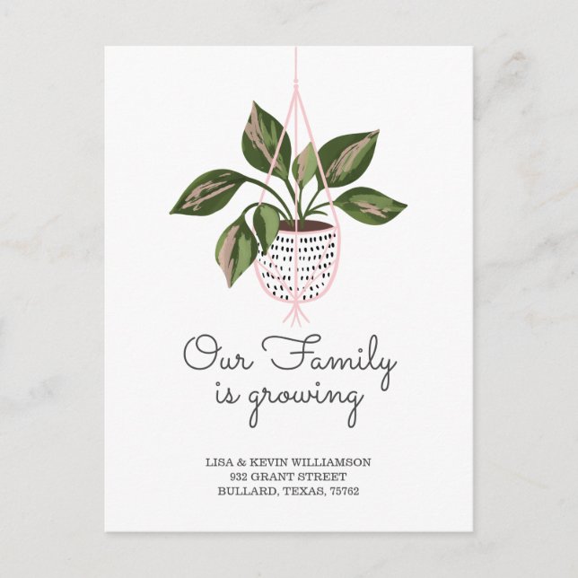 Vi har flyttat - Ny adress Hängande växt förflyttn Meddelande Vykort (Framsida)