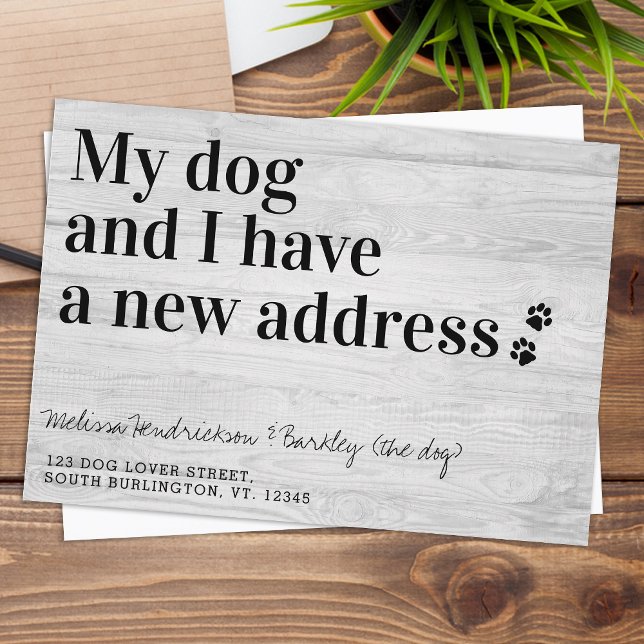 Vi har flyttat Ny adress Hund Flytta av sällskapsd Meddelande (Skapare uppladdad)
