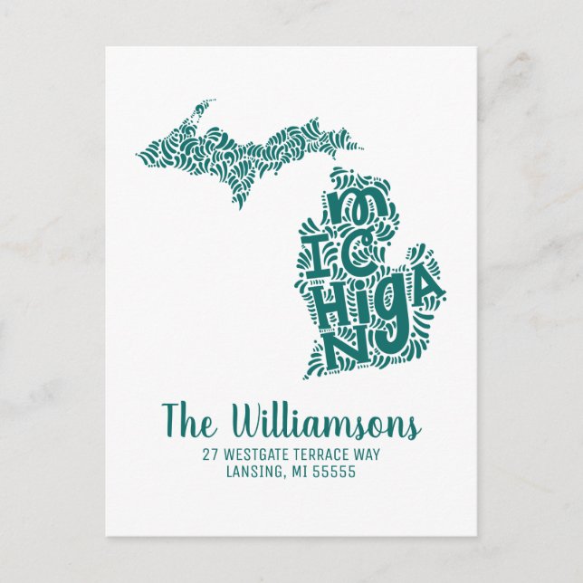 Vi Har Flyttat | Ny Adress | Michigan Vykort (Framsida)