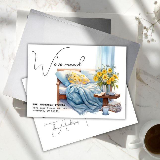 Vi Har Flyttat Ny Adress Soffa Akvarell Flytt Till Meddelande Vykort (Weve Moved New Address Couch Watercolor Moving Announcement Postcard)