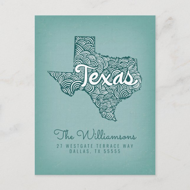 Vi har flyttat | Ny adress | Texas Vykort (Framsida)