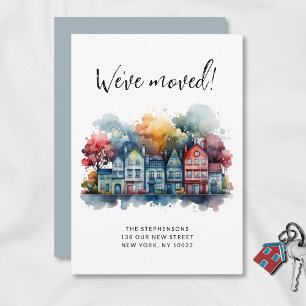 Vi Har Flyttat Ny Hem Cute Watercolor Hus Meddelande