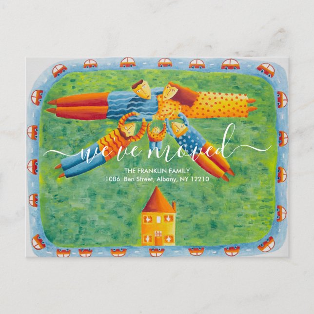 Vi har flyttat - Ny hemdatorfamilj Meddelande Vykort (Framsida)