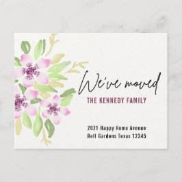 vi har flyttat Ny Rosa för vattenfärgsBlommigt i h Meddelande Vykort