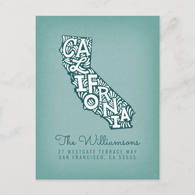 vi har flyttat | Nya adress | Kalifornien Vykort (Framsida)