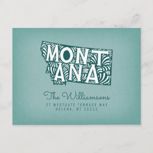 vi har flyttat Nya adress Montana Vykort