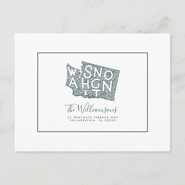 vi har flyttat | Nya adress | Washington Vykort (Framsida)