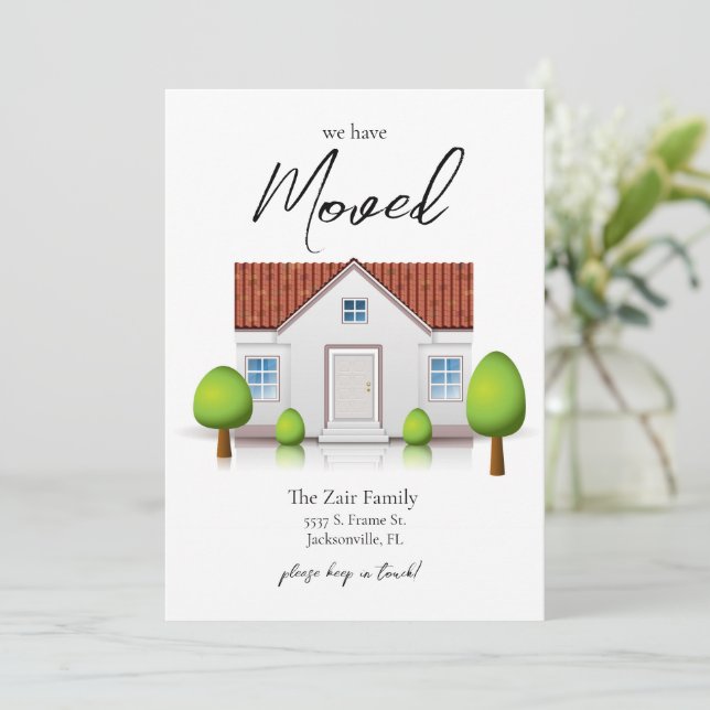 Vi Har Flyttat Nya Hem Enkla Minimalistiska Meddelande (Stående Fram)