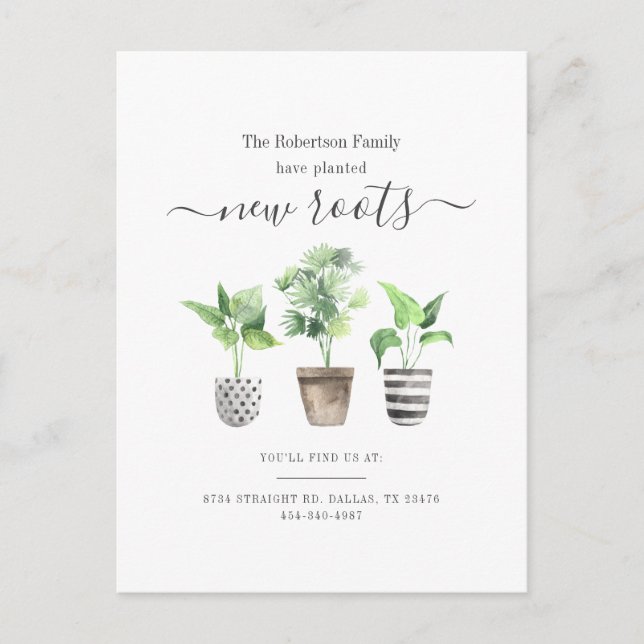 Vi har Flyttat nya rötter för Bohos Flytta Meddelande Vykort (Framsida)