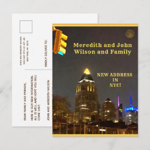 VI HAR FLYTTAT NYC CITYSCAPE UNIQUE MOVE MEDDELANDE VYKORT