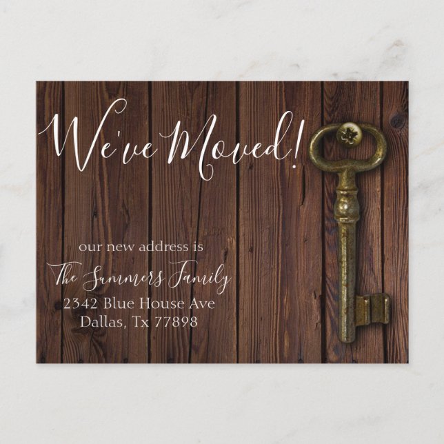 Vi Har Flyttat Nytt Adress Tillkännagivande Trä Ny Meddelande Vykort (Framsida)