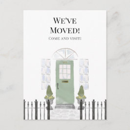 Vi Har Flyttat Nytt Hem Enkel Vattenfärg Dörr Vykort
