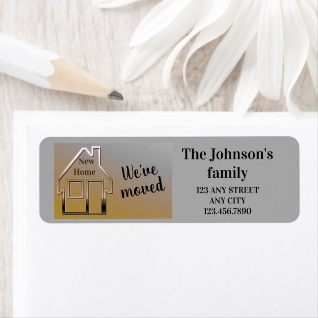 Vi har flyttat, nytt hem, returadress etikett (Insitu)