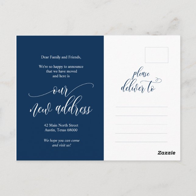 Vi Har Flyttat, Nytt Hemadress Meddelande Vykort (Baksida)