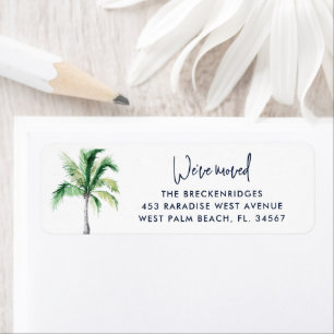 Vi Har Flyttat Palm Tree Beach Returadress Etikett
