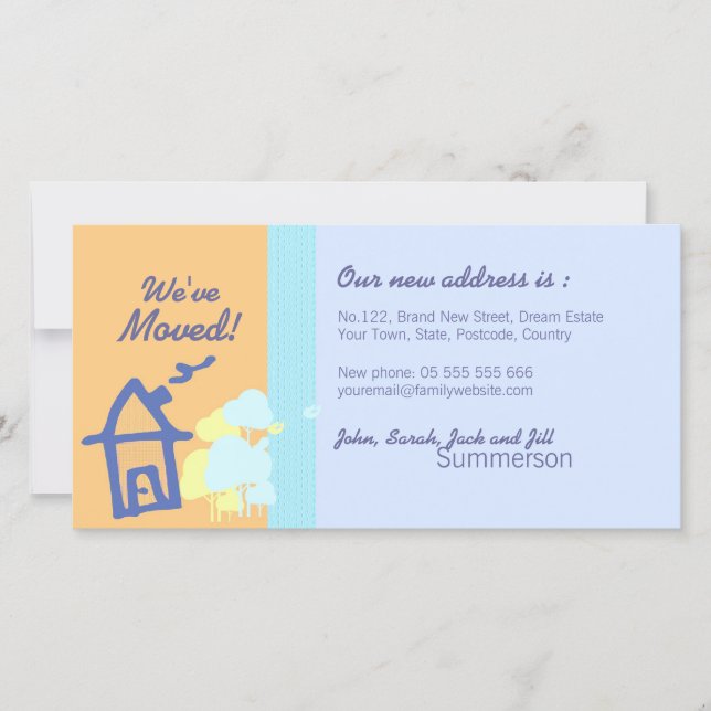Vi har flyttat-pastellfoto meddelande (Framsida)