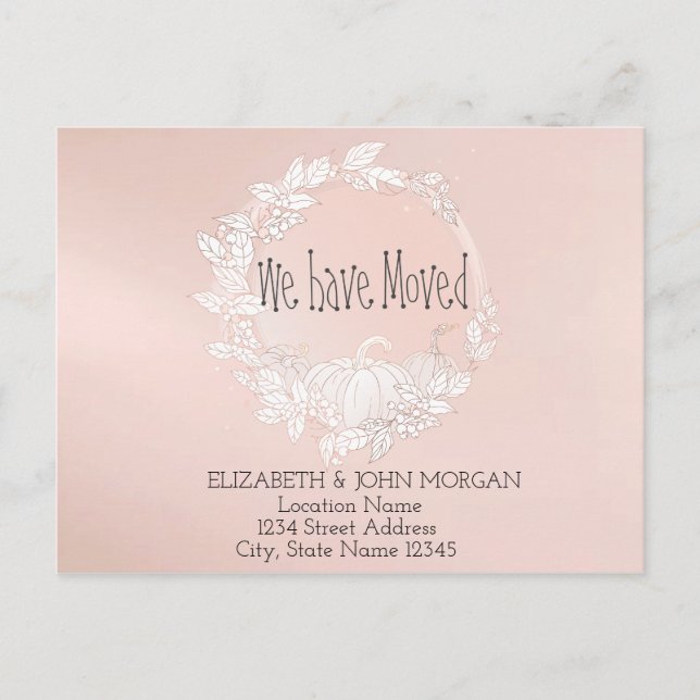 Vi har Flyttat, Pumpkin Ny adress Meddelande Vykort (Framsida)