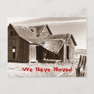 Vi har Flyttat Ramshackle Shack Home House Meddelande Vykort