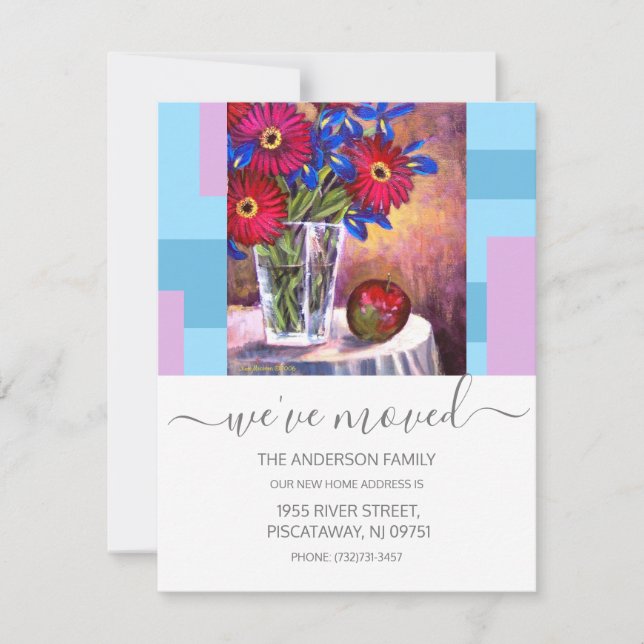 Vi har flyttat Red Blommigt Vas-skript Meddelande (Framsida)