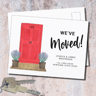 Vi har flyttat Red Door Flytta Announonement Postc Meddelande Vykort