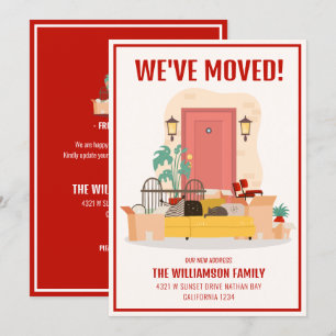 Vi har Flyttat Red Front Door Cute Flytta Meddelande