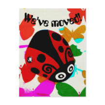 Vi har flyttat, Röd nyckelpiga och fjärilar vykort