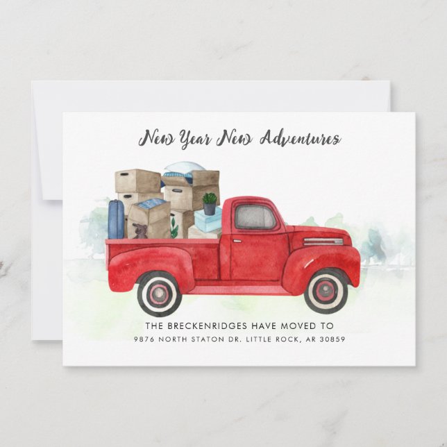 Vi har flyttat Röda Lastbil Flytta om Adress (Framsida)