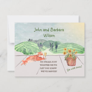 Vi har flyttat Roligt Family Cat Celebrates Move Meddelande