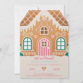 Vi har flyttat Rosa Gingerbröd Hushållsuppvärmning Inbjudningar