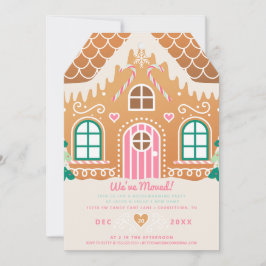 Vi har flyttat Rosa Gingerbröd Hushållsuppvärmning Inbjudningar