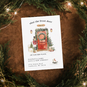 Vi har flyttat   Rött julkort Anteckningskort