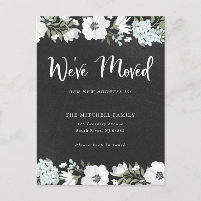 Vi har flyttat Rustic Blommigt | Flytta Meddelande (Framsida)