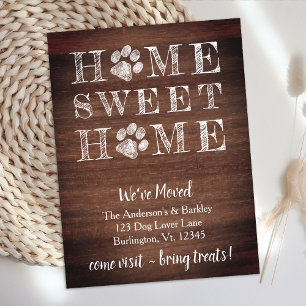 Vi har flyttat Rustic Home Sweet Home Hund Pet Fly Meddelande