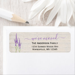 Vi har flyttat | Rustic Lavender Returadress Etikett