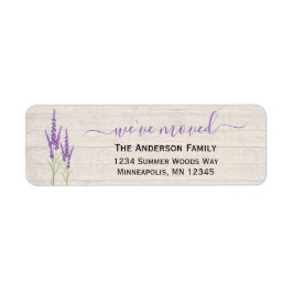 Vi har flyttat | Rustic Lavender Returadress Returadress Etikett