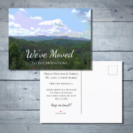 Vi har flyttat Rustic Mountains New Home Meddelande Vykort
