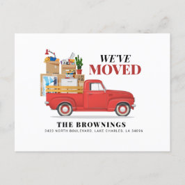 Vi har flyttat Rustic Red Truck Flyttar Ny adress Meddelande Vykort
