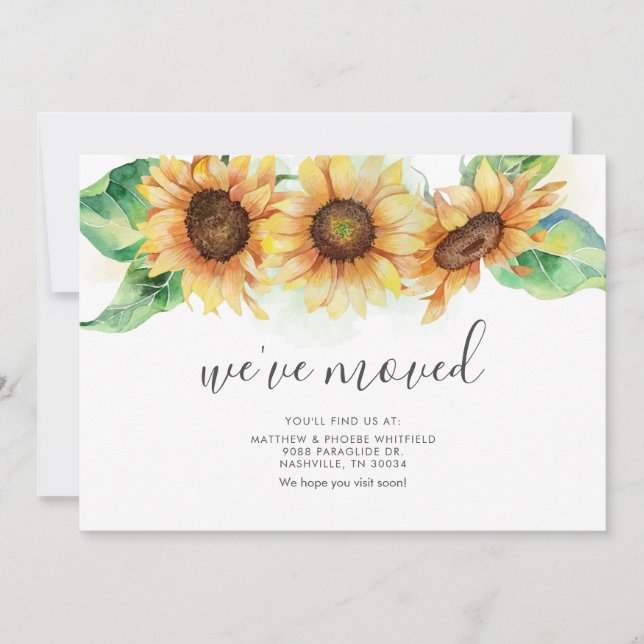 Vi har flyttat Rustic Solros Flytta Announcement Meddelande (Framsida)