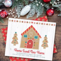 Vi har Flyttat Rustic Wood Card