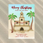 Vi har flyttat Sandcastle New Beach Hjuljul Helg Vykort<br><div class="desc">Cute God jul Vi har flyttat Sandcastle New Beach Home Helgdag vykort</div>