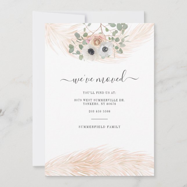 Vi har flyttat Script Pampas Grass Botanical Flytt Meddelande (Framsida)