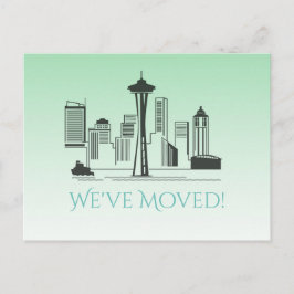 Vi har flyttat Seattle City Skyline Meddelande Vykort