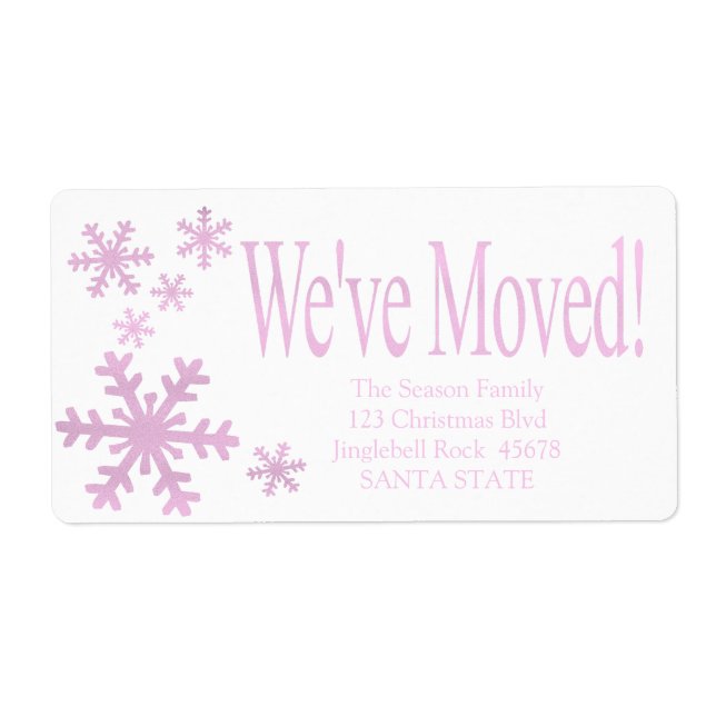 Vi har flyttat snowflake helgdag Label Fraktsedel (Framsidan)