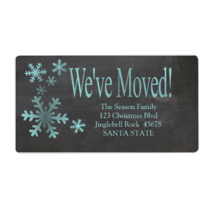 Vi har flyttat snowflake helgdag Label Fraktsedel