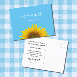 Vi har flyttat Solros New Home Light Blue Meddelande Vykort